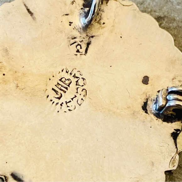 ♥️ Southwestern Style ♥️ Taxco Sterling Silver & Green Gemstone Brooch Pendant - Picture 6 of 8